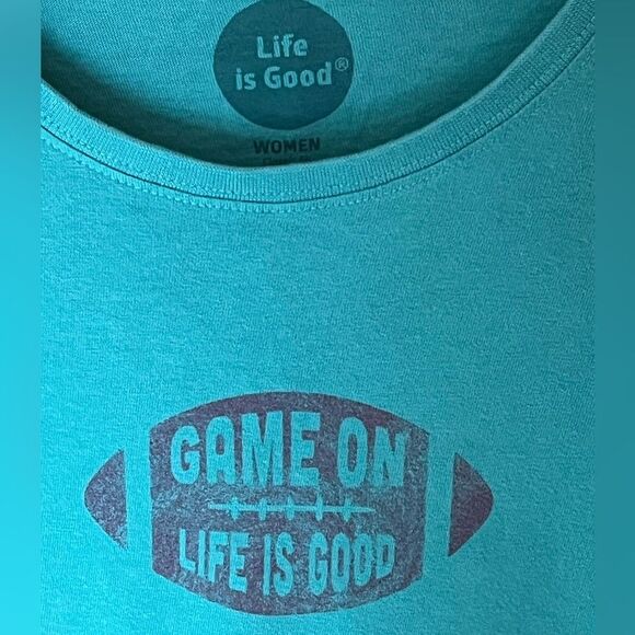 Life Is Good Top Football Theme Women’s Classic Fit T-shirt - Picture 2 of 6